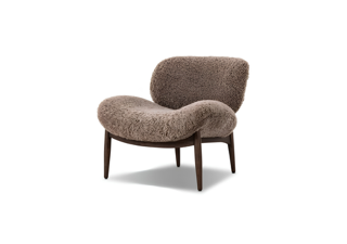 Boucle lounge chair with dark timber legs